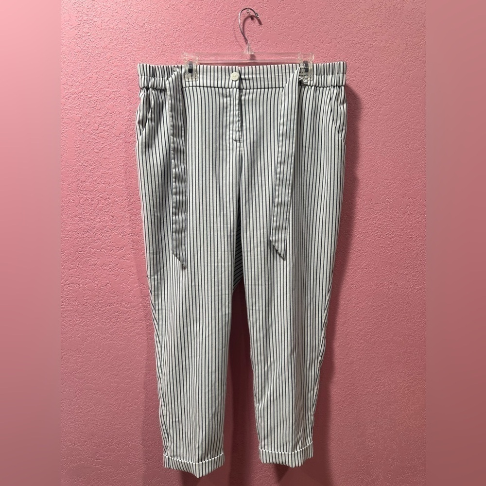Eva Mendes Women’s Striped Cropped Ankle Cropped Pants Size XL NC0084